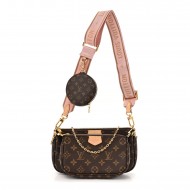 Louis Vuitton Multi Pochette｜Monogram Canvas with Rose Clair Strap｜Crossbody Bag